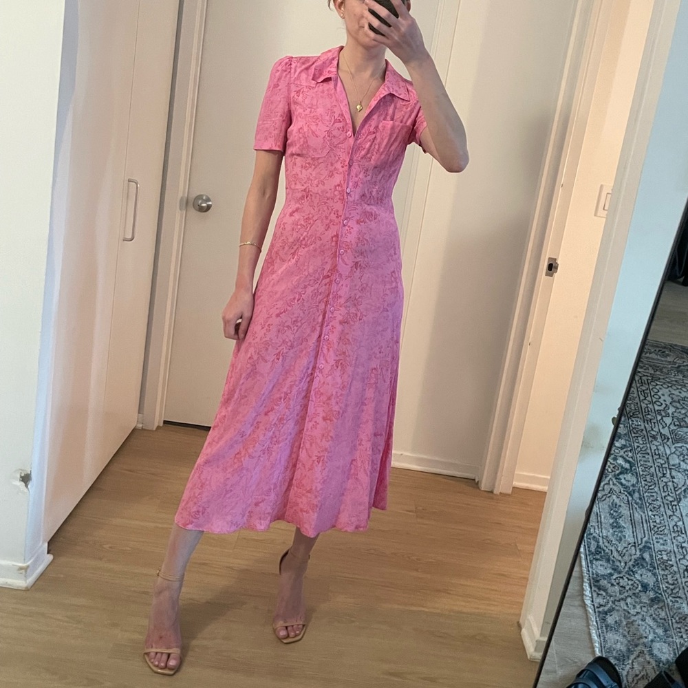 Whistles London baroque floral shirt dress